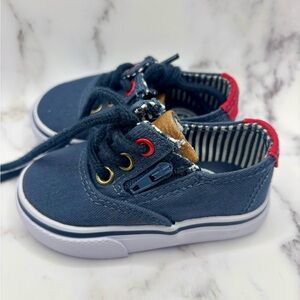 Stylish Navy Kids Shoes with Red Accents
